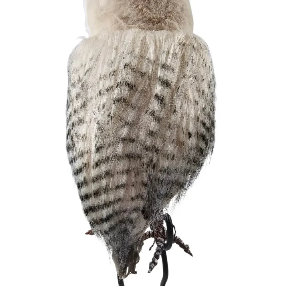 Snowy Owl Plush Figurine and Woven Birch Tree Throw Pillow Woodland‎ Decor Set